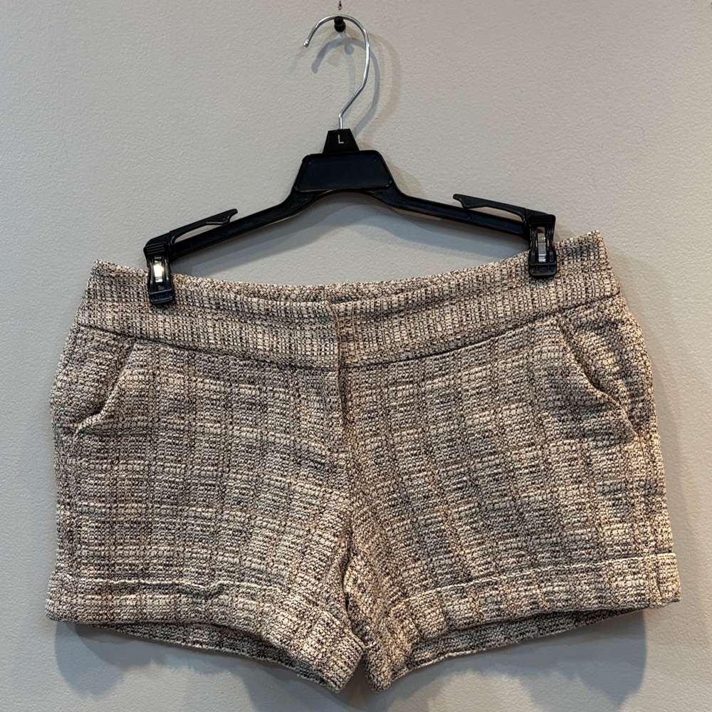 The Limited High Waist Tweed Shorts in Cream